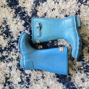 Hunter Glitter Unisex Teal Rain Boots US B12/G13